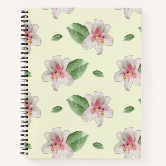 Summer Lily Floral Seamless Pattern ノートブック (正面)