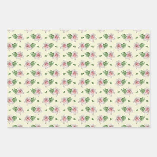 Summer Lily Floral Seamless Pattern ラッピングペーパーシート (正面)