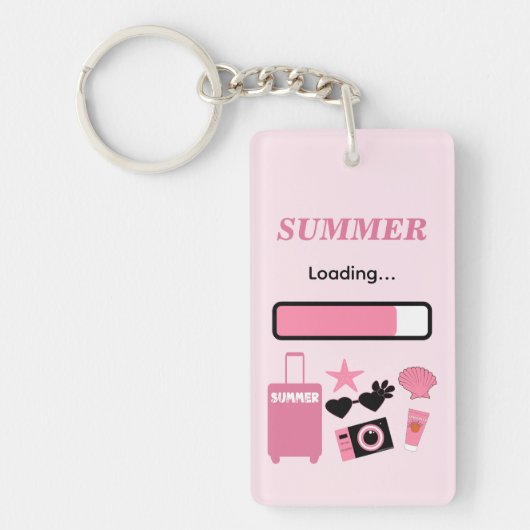 Summer Loading Pink Acrylic Keychain キーホルダー (正面)