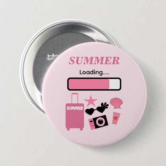 Summer Loading Pink Button 缶バッジ (正面&裏面)