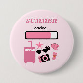 Summer Loading Pink Button 缶バッジ (正面)