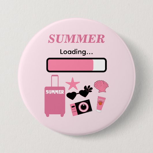 Summer Loading Pink Button 缶バッジ (正面)