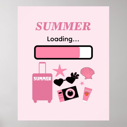 Summer Loading Pink Summer Wall Art ポスター (正面)