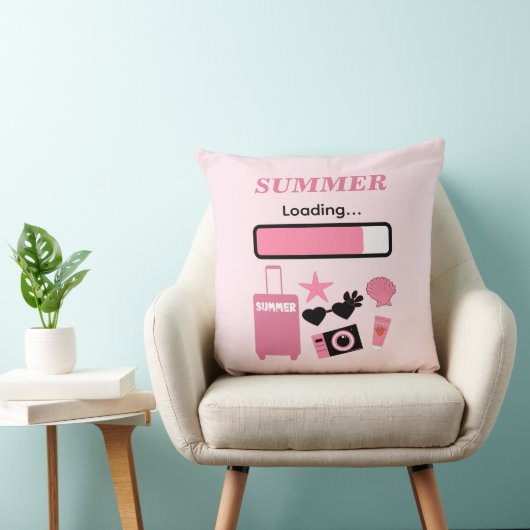 Summer Loading Pink Throw Pillow クッション (椅子)