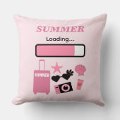 Summer Loading Pink Throw Pillow クッション (正面)
