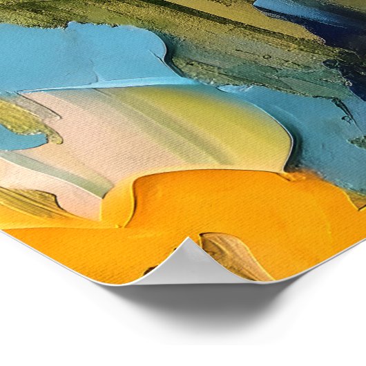 Summer Meadow – Expressive Abstract Wildflowers ポスター (角)