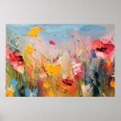 Summer Meadow – Expressive Abstract Wildflowers ポスター (正面)