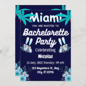 Summer Miami Weekend Beach Bachelorette Party  招待状 (正面/裏面)