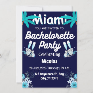 Summer Miami Weekend Beach Bachelorette Party  招待状