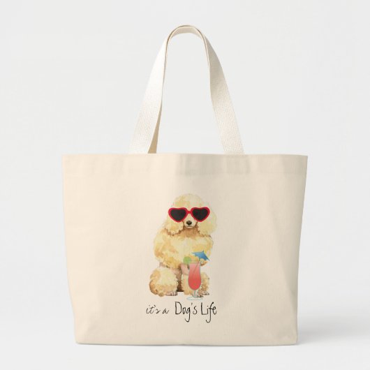 Summer Miniature Poodle ラージトートバッグ (正面)