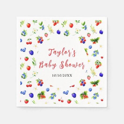 Summer Mixed Berries Baby Shower スタンダードカクテルナプキン (正面)