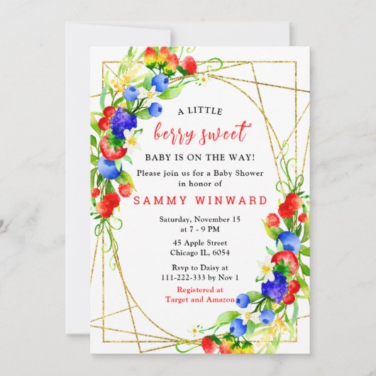 Summer Mixed Berries Baby Shower 招待状 (正面)