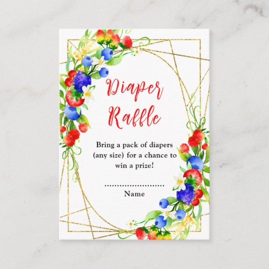 Summer Mixed Berries Baby Shower Diaper Raffle エンクロージャーカード (正面)