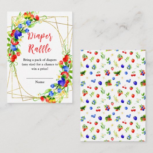 Summer Mixed Berries Baby Shower Diaper Raffle エンクロージャーカード (正面/裏面)