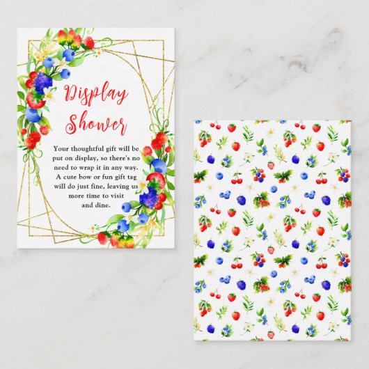 Summer Mixed Berries Baby Shower Display Shower エンクロージャーカード (正面/裏面)
