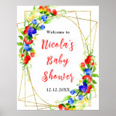Summer Mixed Berries Baby Shower Welcome ポスター (正面)