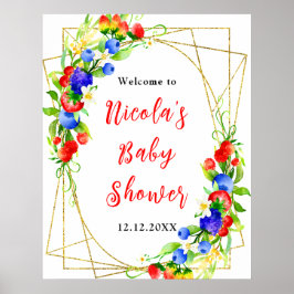 Summer Mixed Berries Baby Shower Welcome ポスター