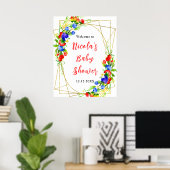 Summer Mixed Berries Baby Shower Welcome ポスター (ホームオフィス)