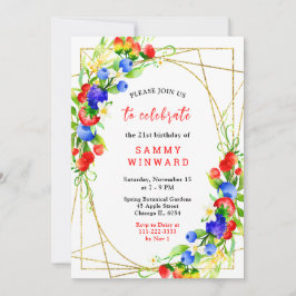 Summer Mixed Berries Birthday 招待状