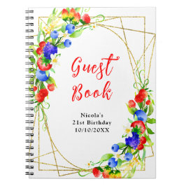 Summer Mixed Berries Birthday Guest Book ノートブック