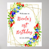 Summer Mixed Berries Birthday Welcome ポスター (正面)