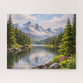 Summer Mountain Lake Reflection Puzzle ジグソーパズル