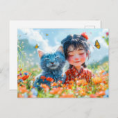 Summer Nap in the Wildflowers シーズンポストカード (正面/裏面)