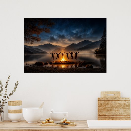 Summer night around the campfire ポスター (キッチン)