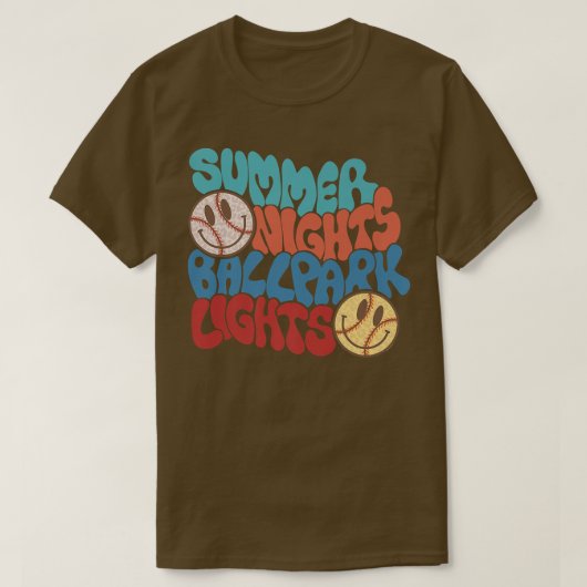 Summer Nights And Ballpark Lights Baseball Softbal Tシャツ (デザイン正面)