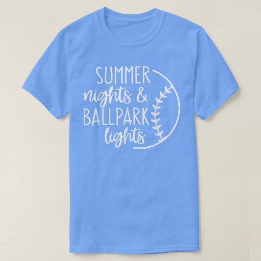 Summer Nights And Ballpark Lights  Cute Baseball  Tシャツ (デザイン正面)