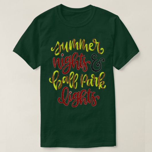Summer Nights and Ballpark Lights Softball Sports  Tシャツ (デザイン正面)