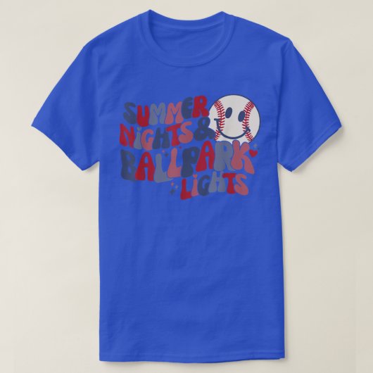 Summer Nights And Ballpark LightsCute Baseball Tシャツ (デザイン正面)