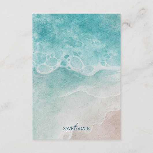 Summer Ocean Blue Beach Elegance エンクロージャーカード (裏面)