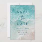 Summer Ocean Blue Beach Elegance Save the Date (正面)