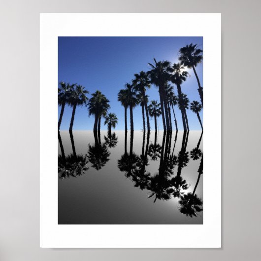 Summer Ocean Palms Reflection Photography ポスター (正面)