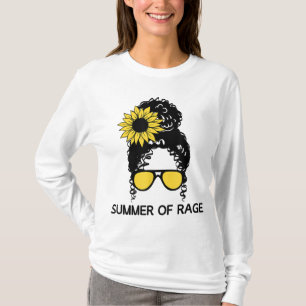 Summer of Rage Feminism Pro Choice Messy Bun Sunfl Tシャツ