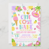 Summer One Cool Babe Birthday Party Invitation 招待状 (正面)