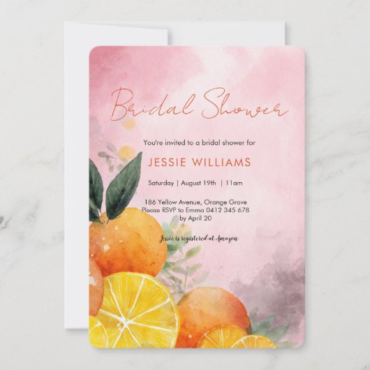 Summer Oranges Bridal Shower invitation 招待状 (正面)