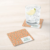 Summer Oranges Fruit Pink Baby Shower Custom スクエアペーパーコースター (インサイチュ)