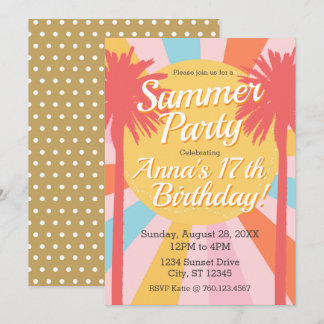 Summer Palm Birthday Invitation 招待状
