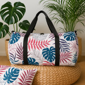 Summer palm layout rainforest leaf motif beach  ダッフルバッグ