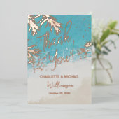 Summer Palms海フォトオーバーレイ結婚の感謝 箔招待状 (立ち正面)