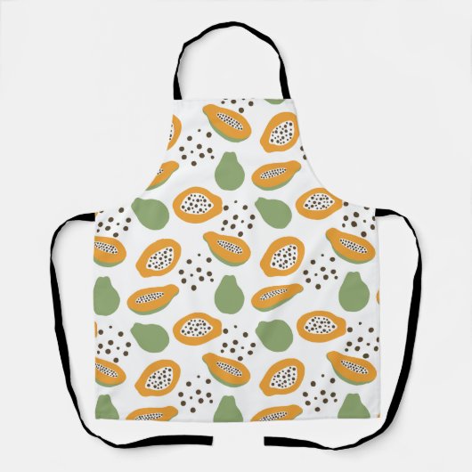 Summer Papaya Tropical Fruit Patterned エプロン (正面)
