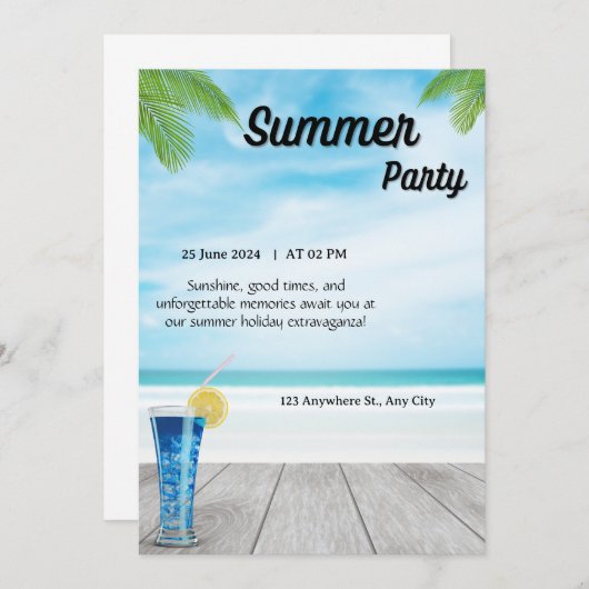 Summer Party Beach 招待状 (正面/裏面)