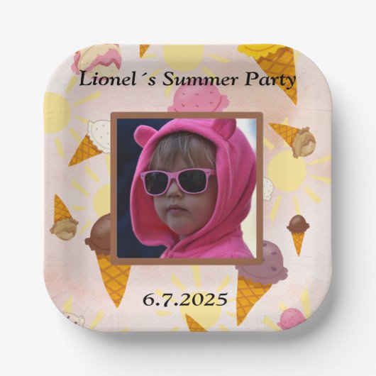 Summer party ice cream ペーパープレート (正面)