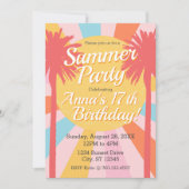 Summer Party Palm Birthday Invitation 招待状 (正面)