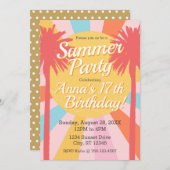 Summer Party Palm Birthday Invitation 招待状 (正面/裏面)