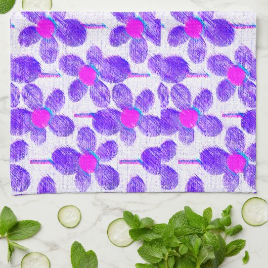 Summer Pastel Chalk Floral Kitchen Towel キッチンタオル (折り畳み)