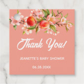Summer Peach Watercolor Baby Shower フェイバータグ (正面)
