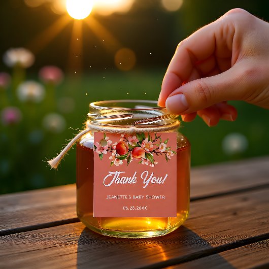 Summer Peach Watercolor Baby Shower フェイバータグ